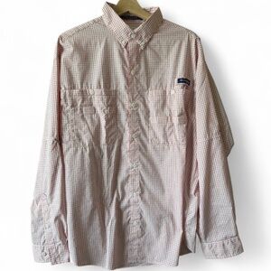 Columbia PFG Super Tamiami Shirt Mens LARGE Red Fishing Lightweight Long Sleeve